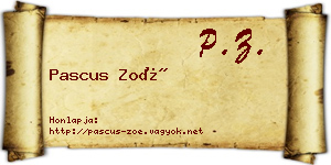 Pascus Zoé névjegykártya